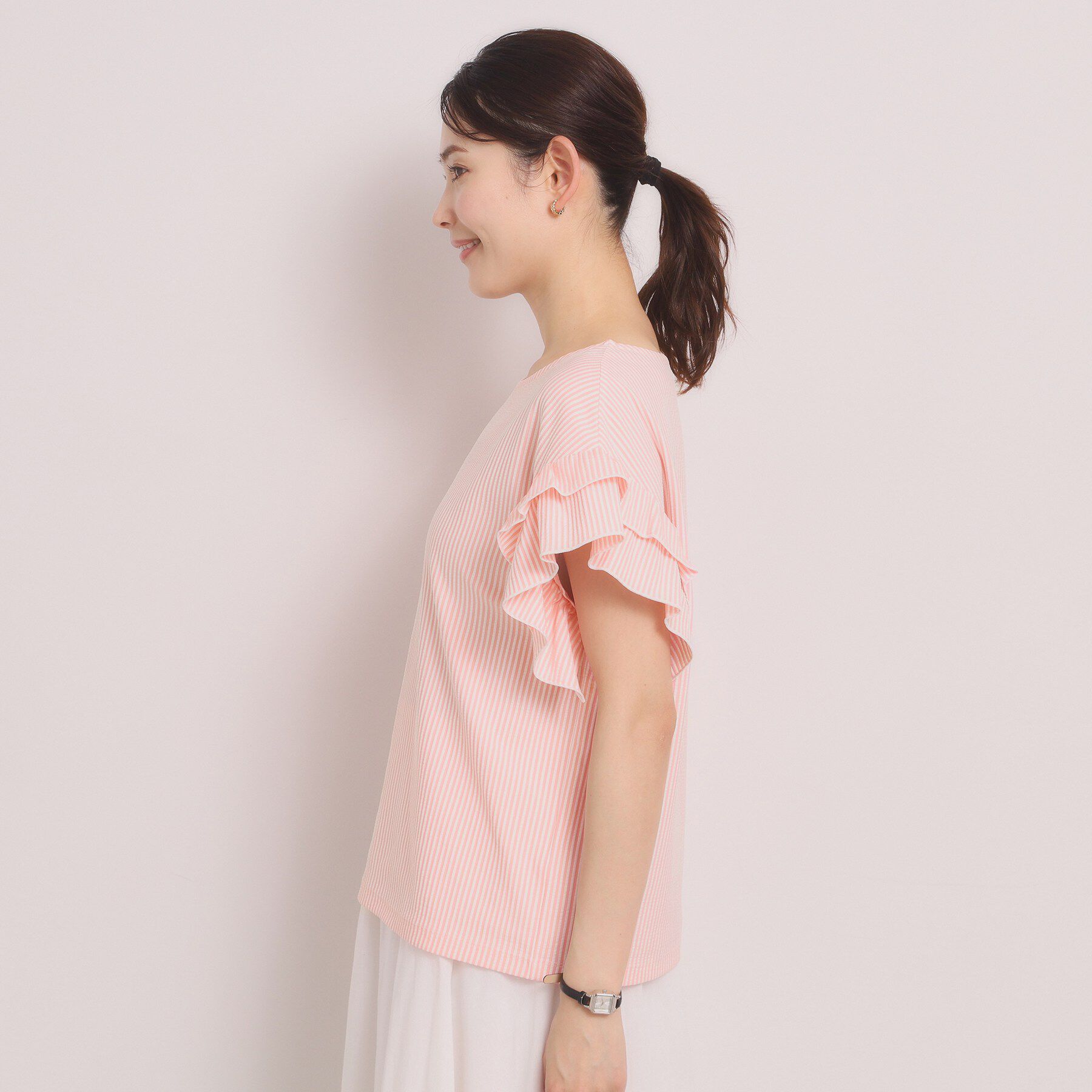 ITS&rsquo;DEMO「カットサッカー袖フリルトップス」|Tシャツ・カットソー|