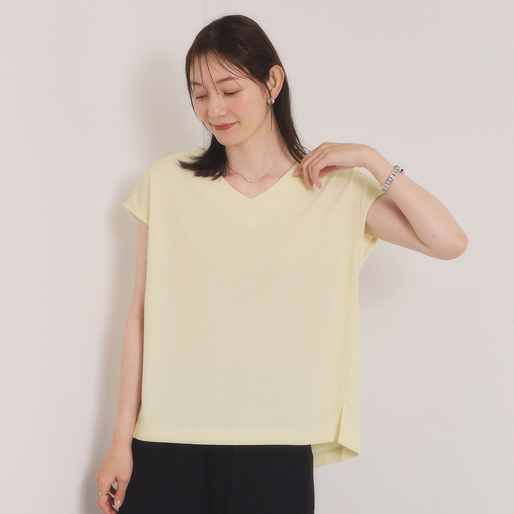 ITS&rsquo;DEMO「【冷感／速乾】Vネックカットプルオーバー」|Tシャツ・カットソー|ライトイエロー(03