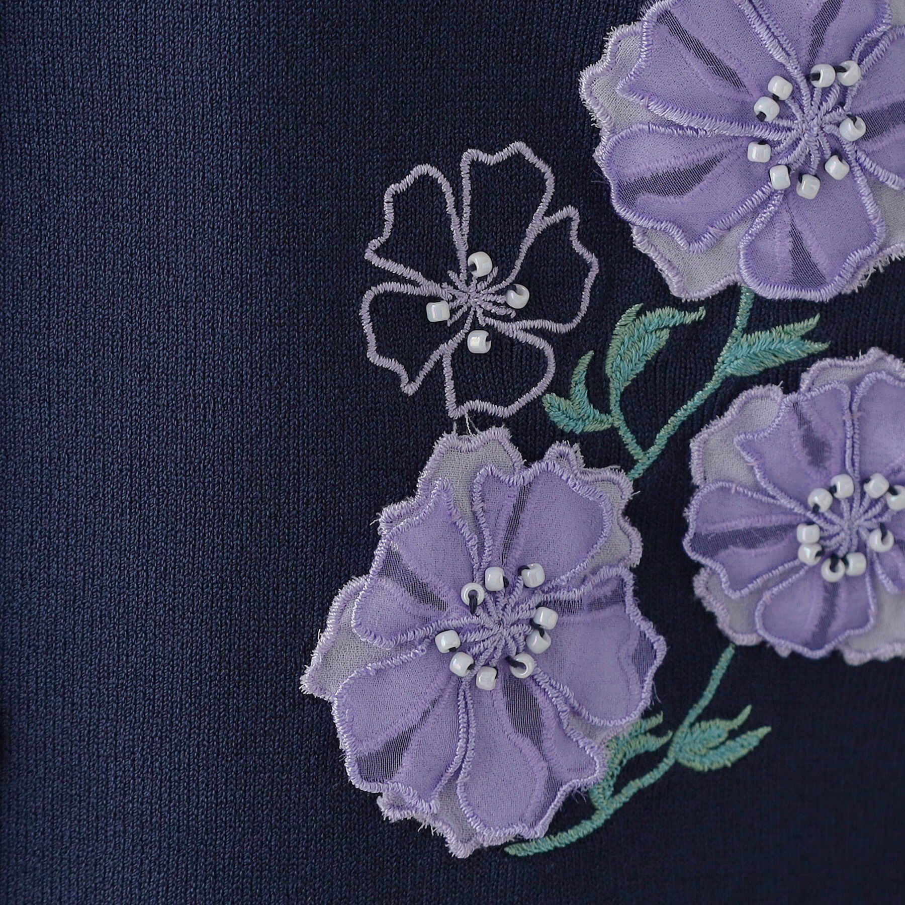 SunaUna「【SS～Lサイズ展開／フラワー刺繍】クラフトニットカーディガン」|カーディガン|