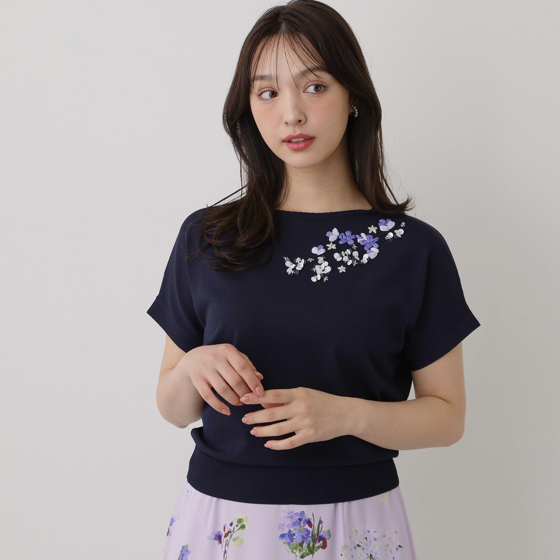 SunaUna「【SS～Lサイズ展開／スパンコール・ビジュー・刺繍】クラフトニット」|ニット・セーター|