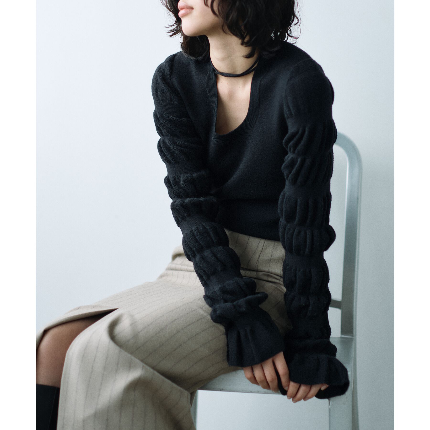 CODE A「gathered sleeves knit」|ニット・セーター|