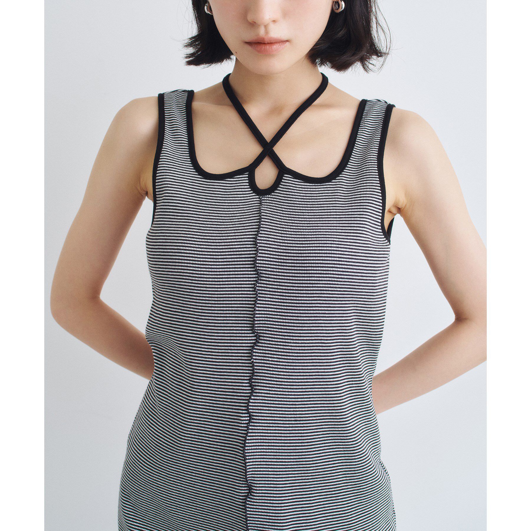 CODE A「【Cup-in】chic border jersey dress」|ワンピース|