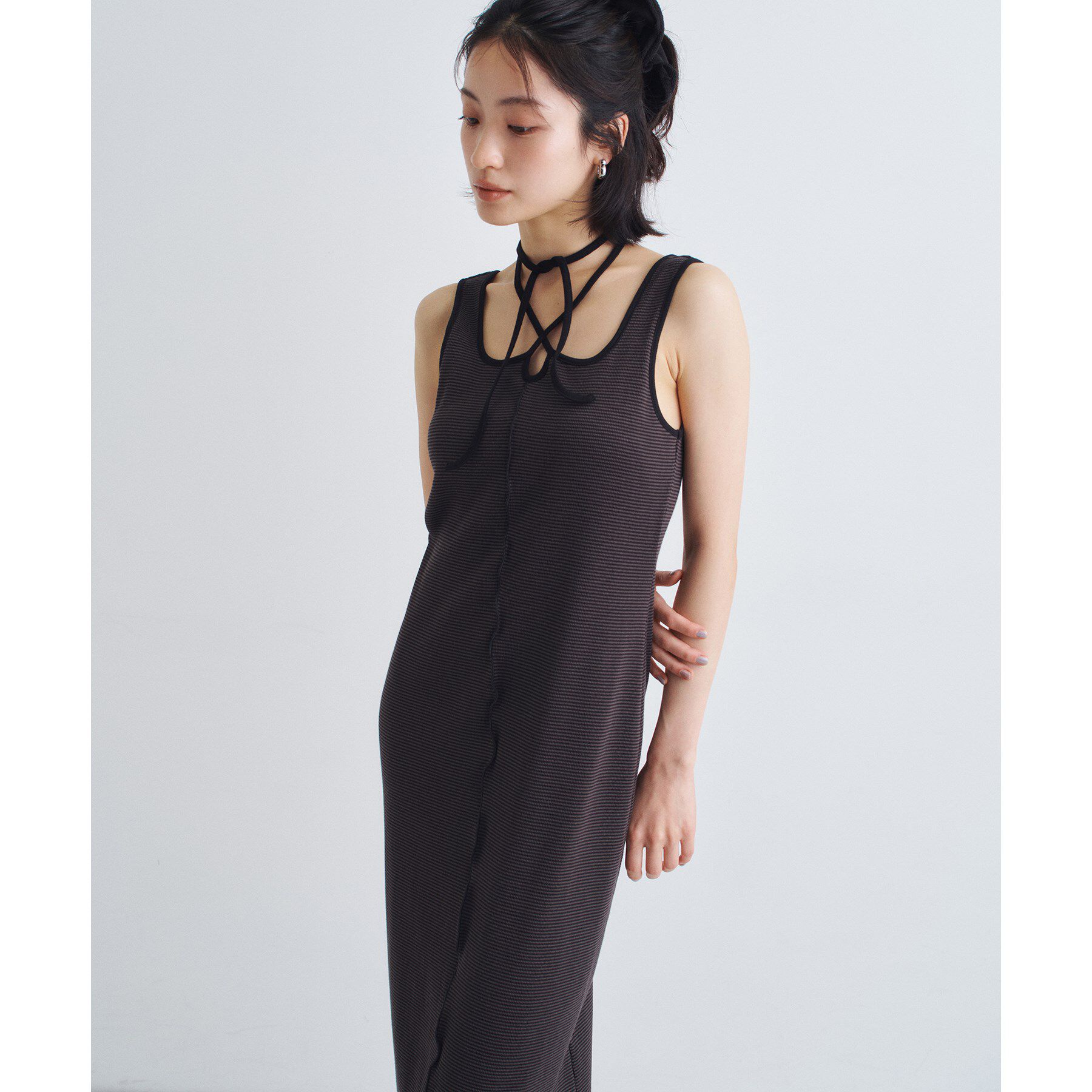 CODE A「【Cup-in】chic border jersey dress」|ワンピース|