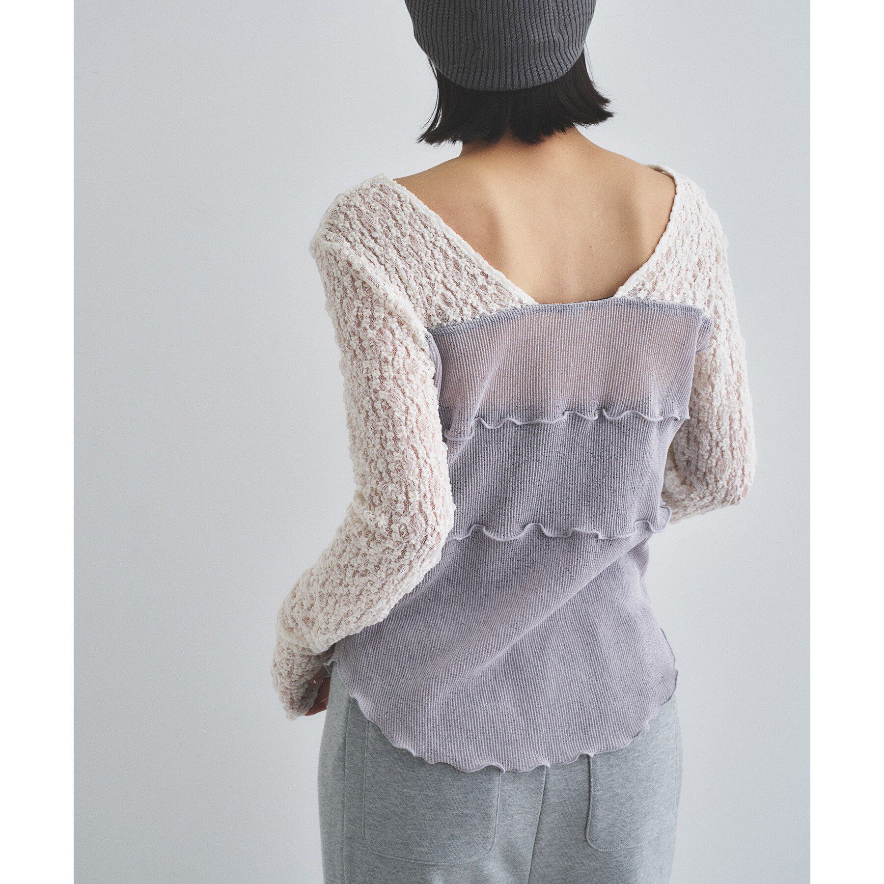 CODE A「【Re】sensual lace sheer top」|Tシャツ・カットソー|