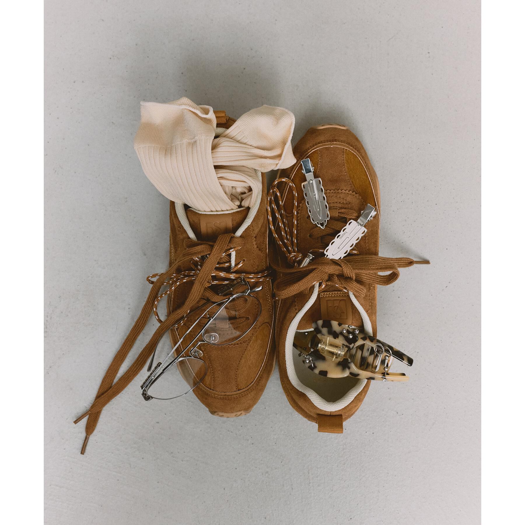 CODE A「SYSTEM｜Wavy Sneakers」|スニーカー|キャメルブラウン(0