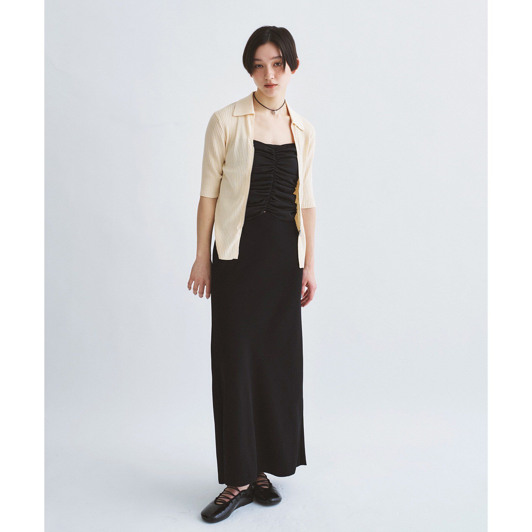 CODE A「rib zip cardigan」|カーディガン|