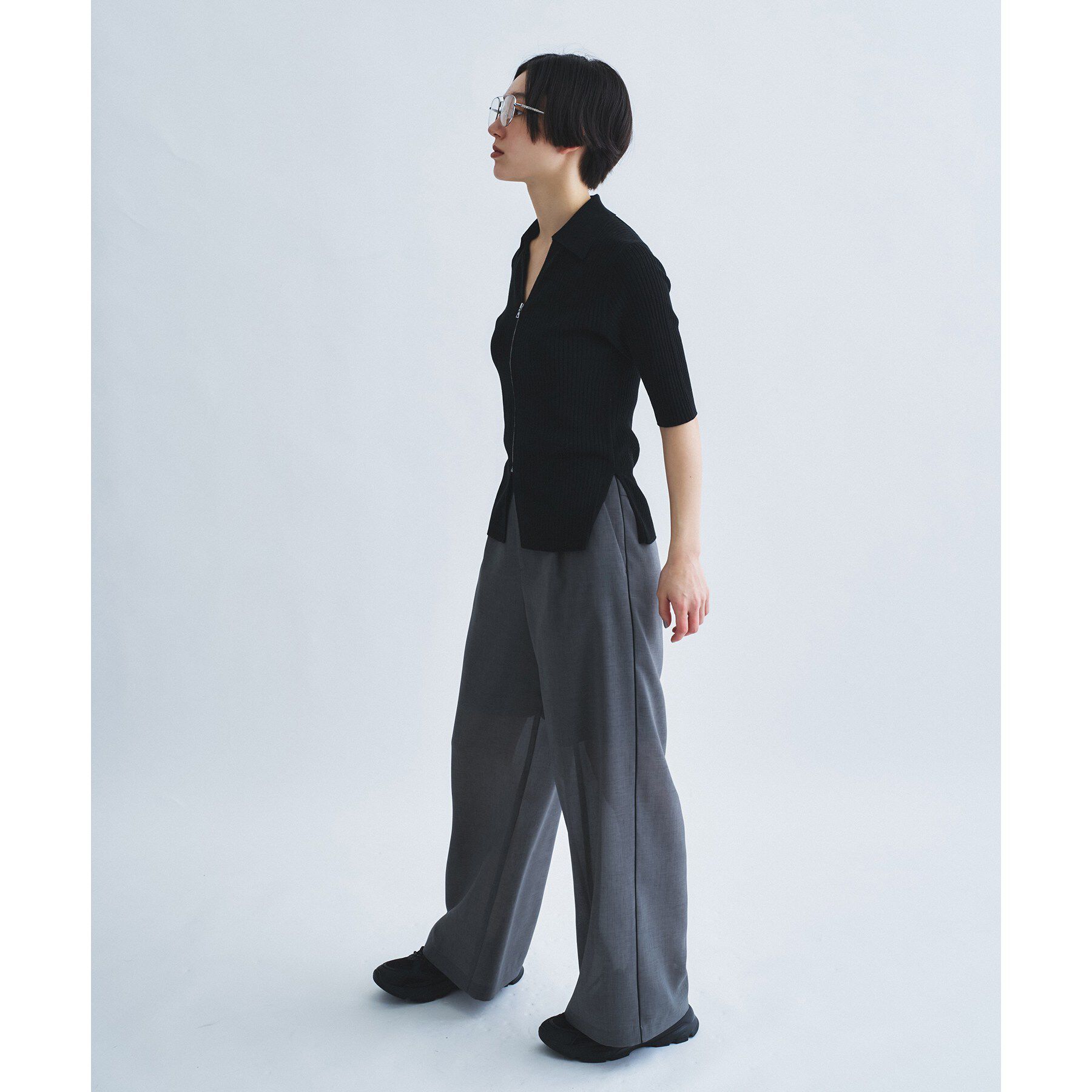 CODE A「rib zip cardigan」|カーディガン|