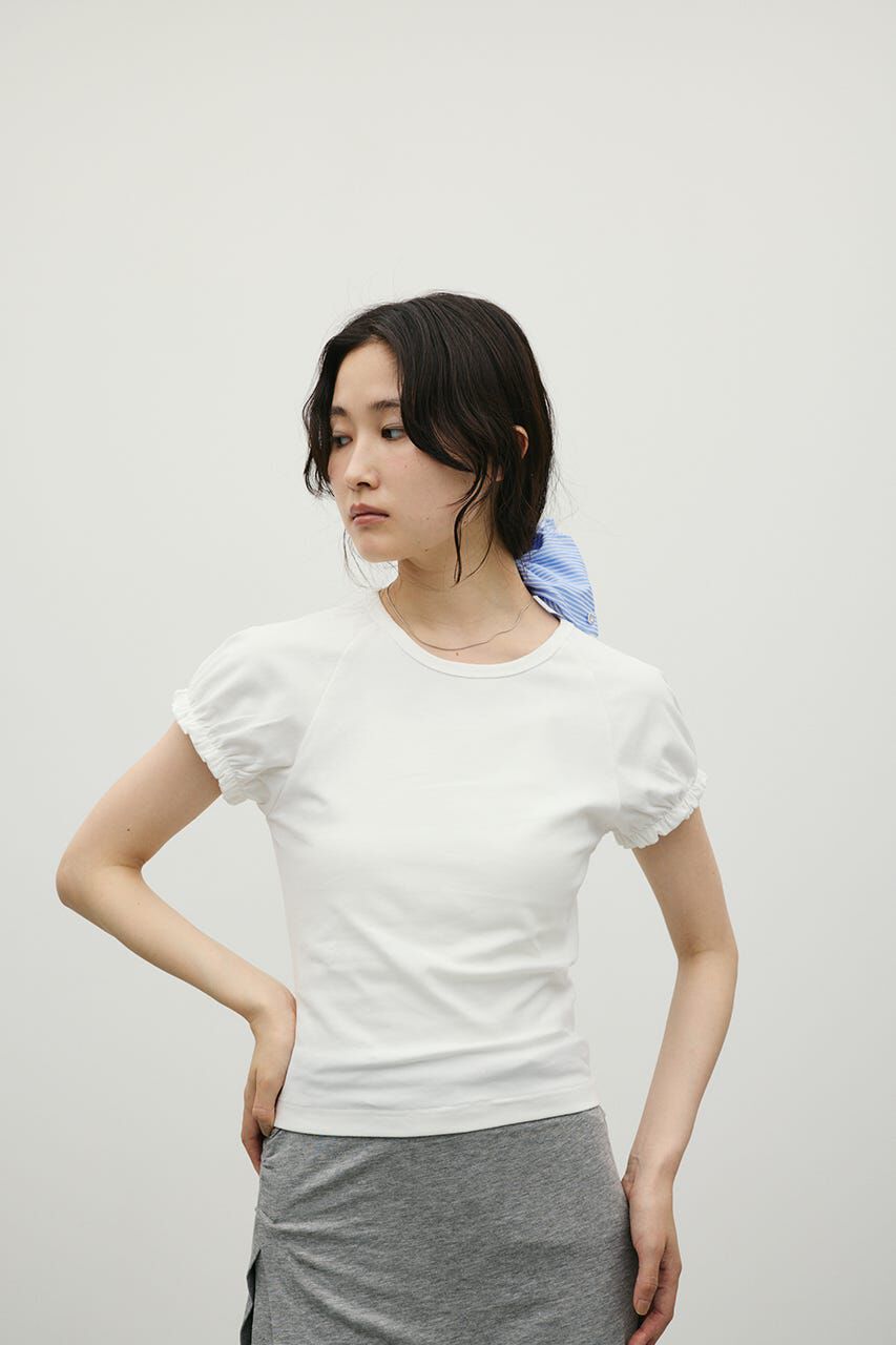 STYLEMIXER「ギャザーフレンチスリーブT」|Tシャツ・カットソー|WHT