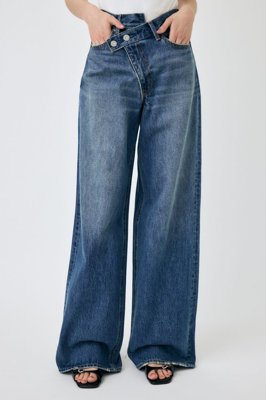 MOUSSY「CROSS WAIST WIDE STRAIGHT」|デニム|