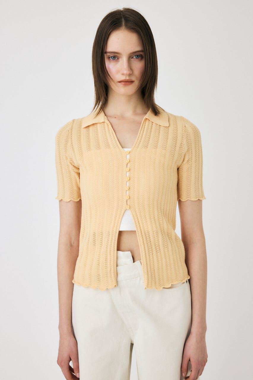 MOUSSY「COTTON KNIT OPENWORK カーディガン」|ニット・セーター|