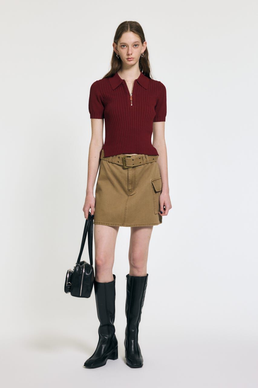 MOUSSY「HALF ZIP CLASSIC ポロ トップス」|ニット・セーター|