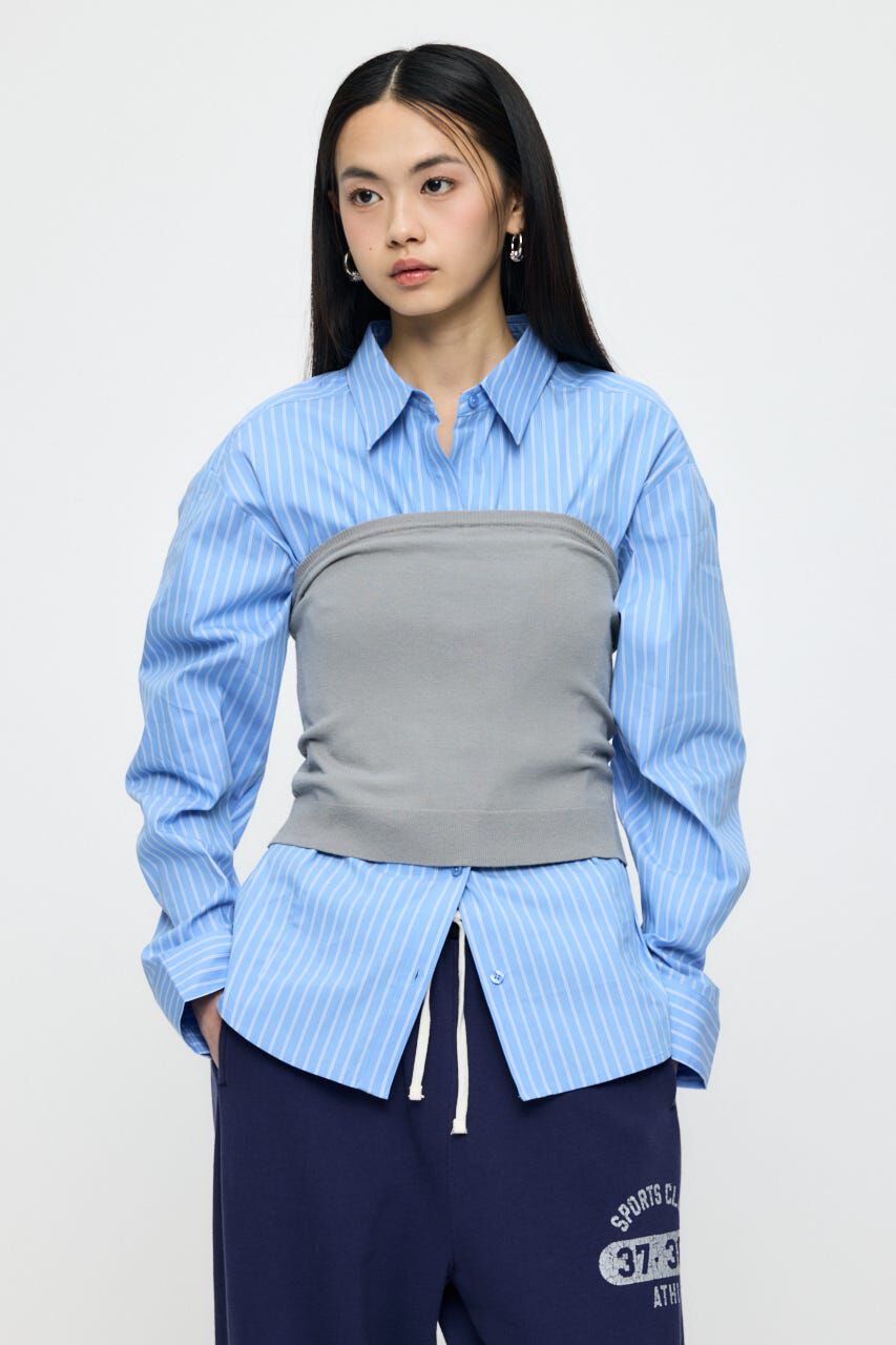 MOUSSY「KNIT BARE トップス」|チューブトップ|T.GRY