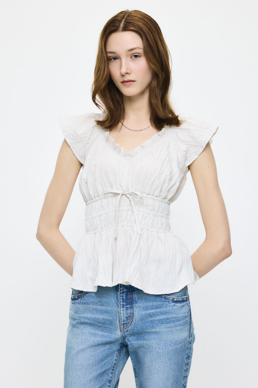 MOUSSY「WRINKLE RUFFLE SLEEVE ブラウス」|シャツ・ブラウス|
