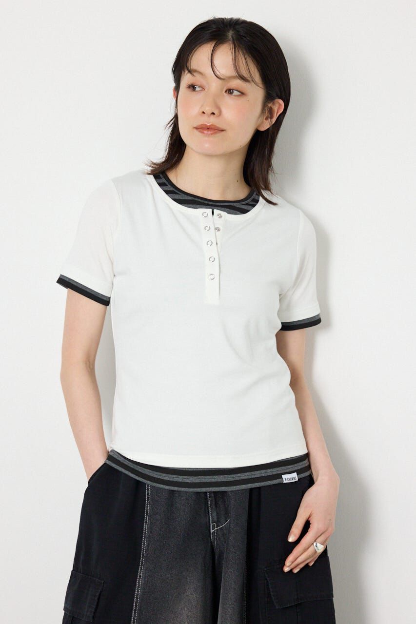 RODEO CROWNS「フェイクレイヤードヘンリーTシャツ」|Tシャツ・カットソー|O/WHT1