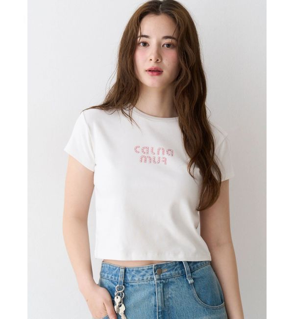 CALNAMUR「ビジューロゴコンパクトTシャツ」|Tシャツ・カットソー|