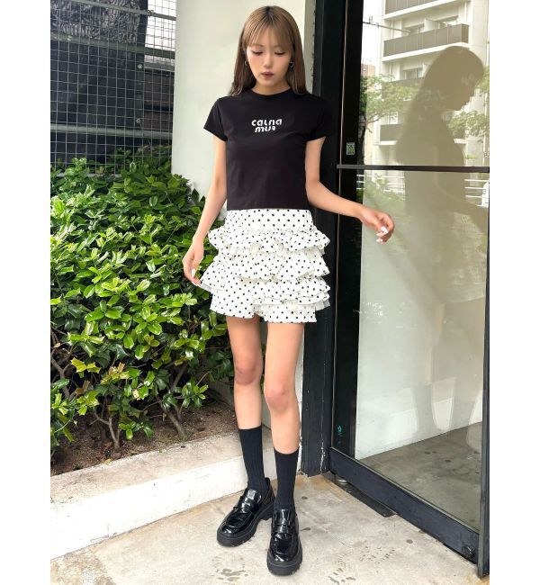 CALNAMUR「ビジューロゴコンパクトTシャツ」|Tシャツ・カットソー|