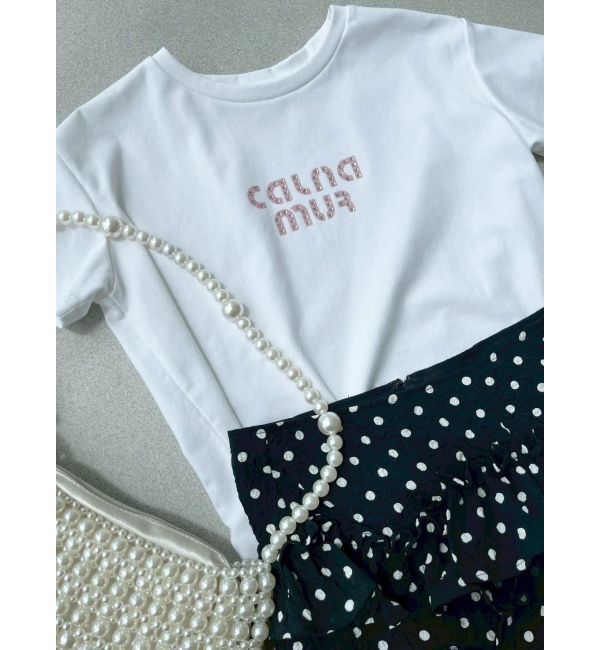 CALNAMUR「ビジューロゴコンパクトTシャツ」|Tシャツ・カットソー|
