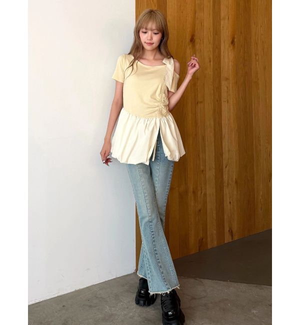 CALNAMUR「ワンショルデザイン半袖トップス」|Tシャツ・カットソー|