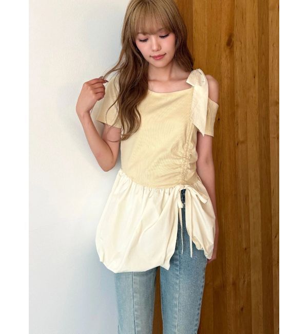 CALNAMUR「ワンショルデザイン半袖トップス」|Tシャツ・カットソー|