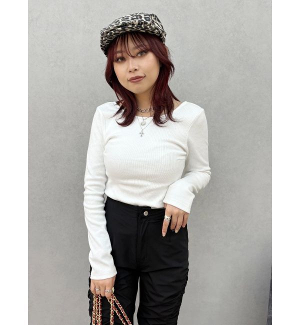 EVRIS「【WEB限定】バックオープンリブトップス」|Tシャツ・カットソー|