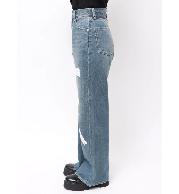 EVRIS「リボンレースワイドデニムパンツ」|デニム|