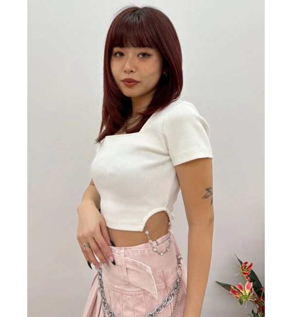 EVRIS「サイドビジューチェーントップス」|Tシャツ・カットソー|