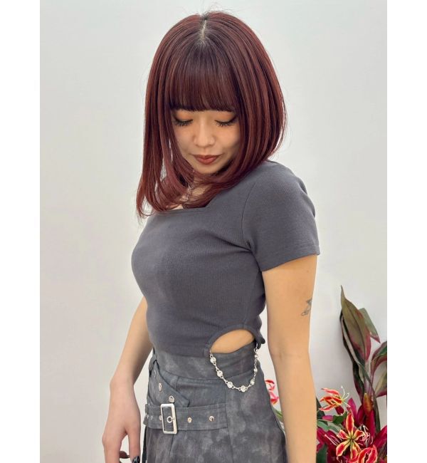 EVRIS「サイドビジューチェーントップス」|Tシャツ・カットソー|グレー