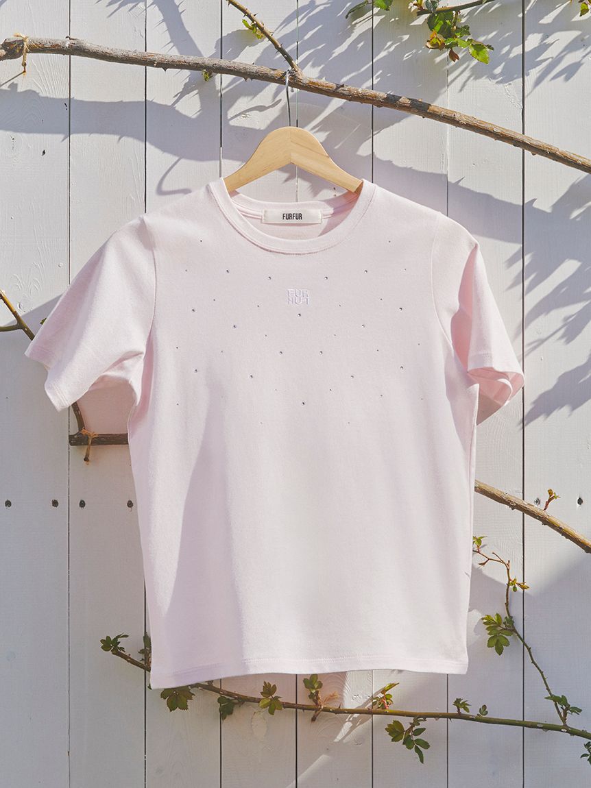 FURFUR「ラインストーンロゴ刺繍Tシャツ」|Tシャツ・カットソー|PNK