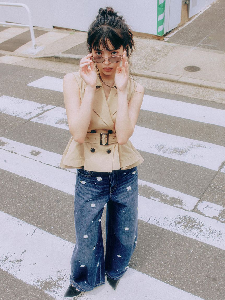 LILY BROWN「[L.B CANDY STOCK]バリエーションビジューデニムパンツ」|チノ|