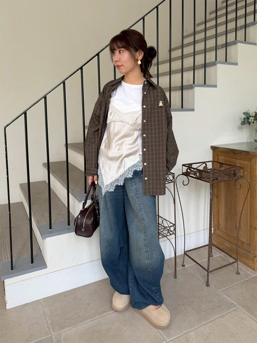 LILY BROWN「サテンキャミドッキングトップス」|Tシャツ・カットソー|
