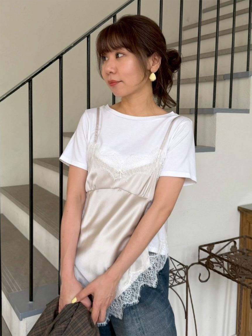 LILY BROWN「サテンキャミドッキングトップス」|Tシャツ・カットソー|
