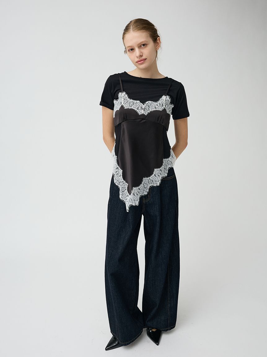 LILY BROWN「【WEB限定00サイズ】タックワイドクラシックデニムパンツ」|デニム|