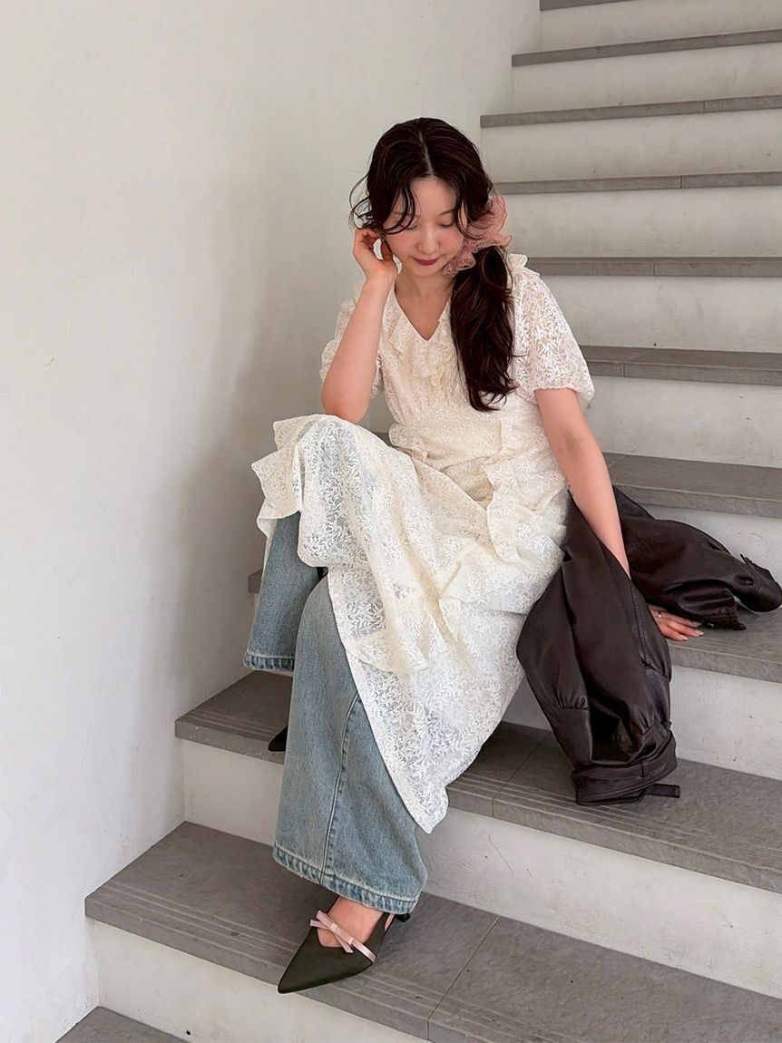 LILY BROWN「【WEB限定00サイズ】タックワイドクラシックデニムパンツ」|デニム|