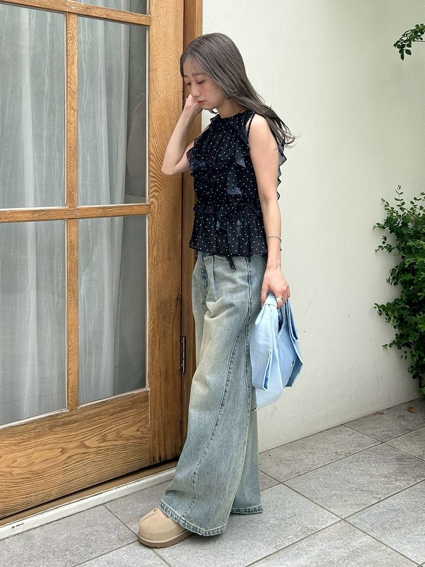 LILY BROWN「【WEB限定00サイズ】タックワイドクラシックデニムパンツ」|デニム|
