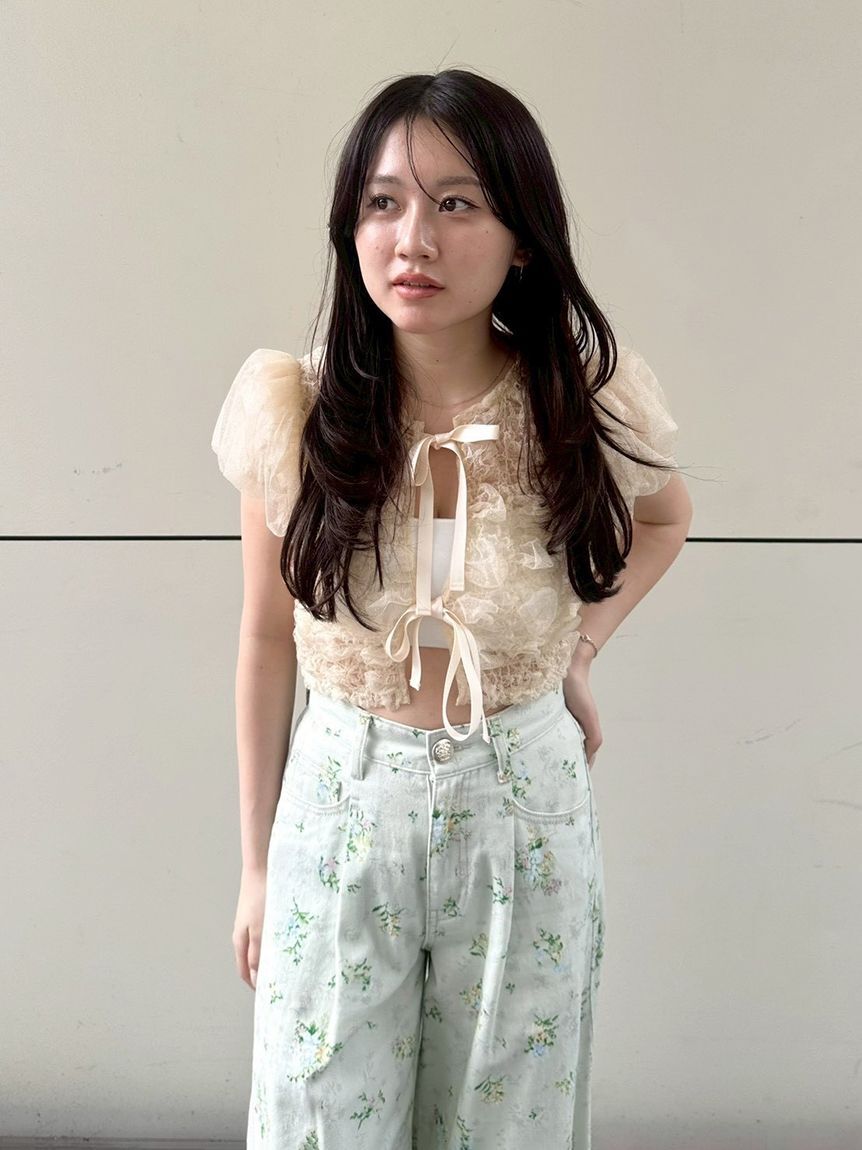 LILY BROWN「【WEB限定00サイズ】タックワイドクラシックデニムパンツ」|デニム|