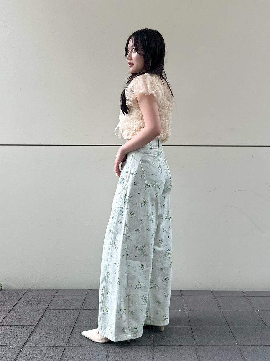 LILY BROWN「【WEB限定00サイズ】タックワイドクラシックデニムパンツ」|デニム|