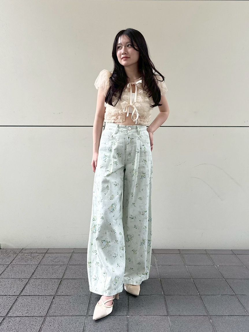 LILY BROWN「【WEB限定00サイズ】タックワイドクラシックデニムパンツ」|デニム|
