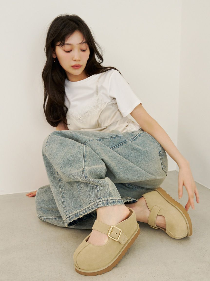LILY BROWN「【WEB限定00サイズ】タックワイドクラシックデニムパンツ」|デニム|