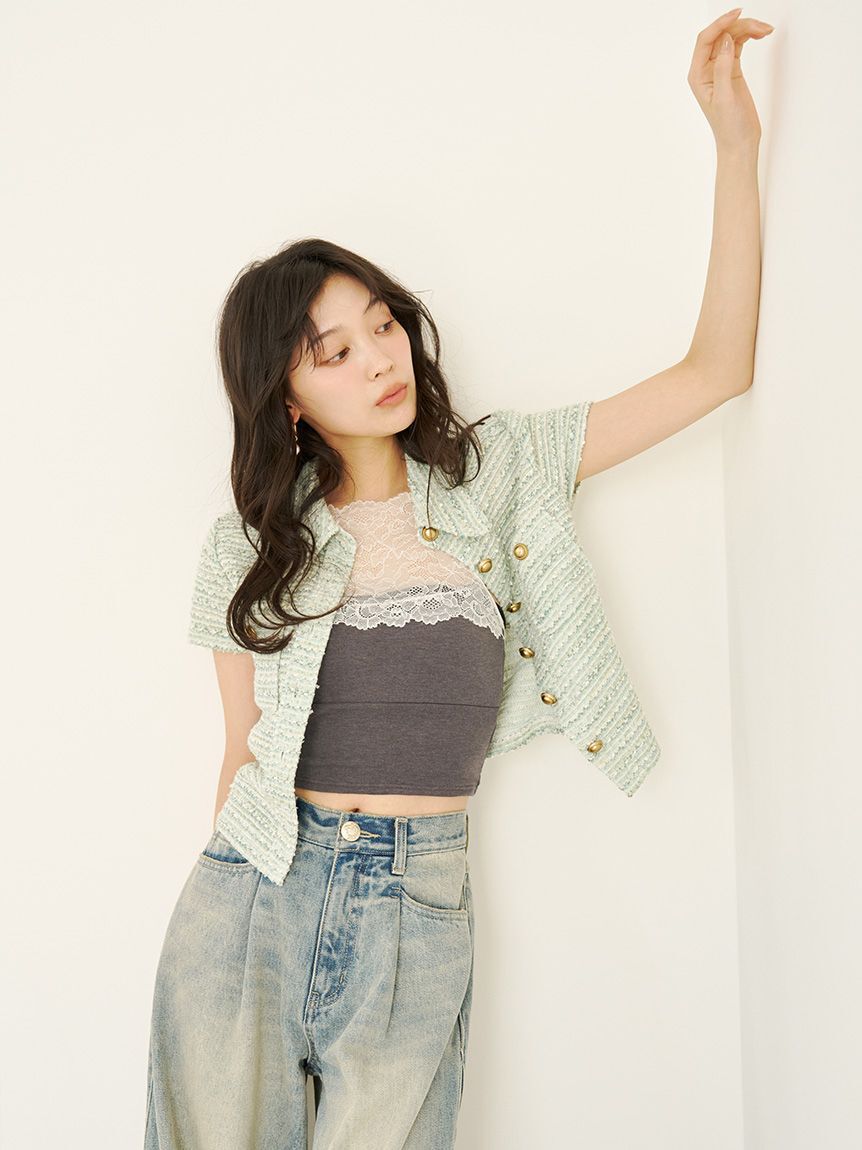 LILY BROWN「【WEB限定00サイズ】タックワイドクラシックデニムパンツ」|デニム|