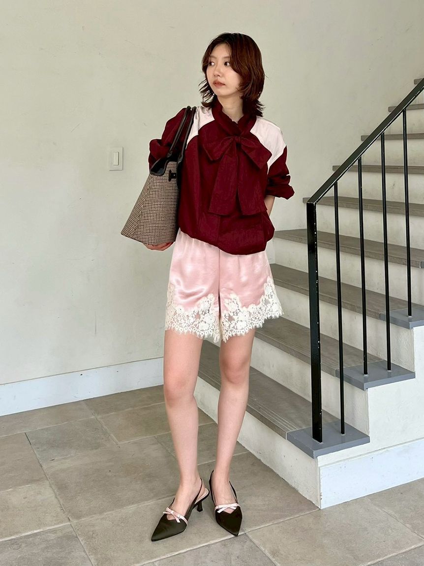 LILY BROWN「レーストリムサテンショートパンツ」|その他|