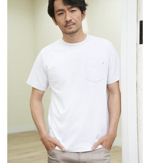 ikka「ライトダンボールジャカード襟ダブルフェイスTシャツ」|Tシャツ・カットソー|ホワイト
