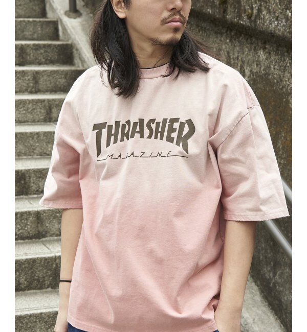VENCE share style「THRASHER スラッシャー ヴィンテージダメージTシャツ」|Tシャツ・カットソー|ピンク