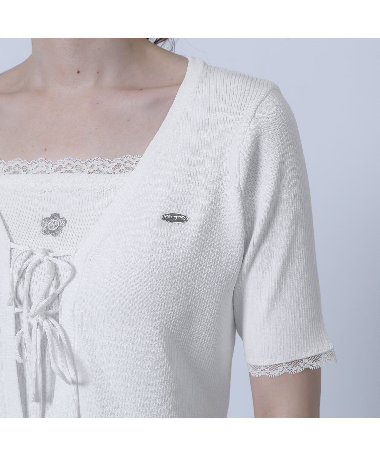 MARY QUANT「フロントリボンニット アンサンブル」|カーディガン|
