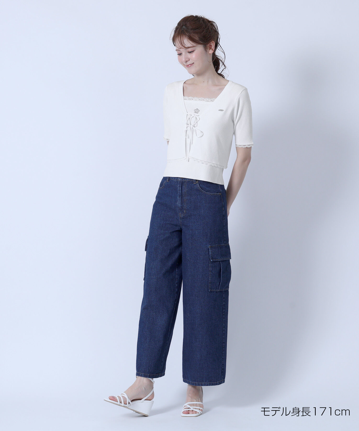MARY QUANT「フロントリボンニット アンサンブル」|カーディガン|
