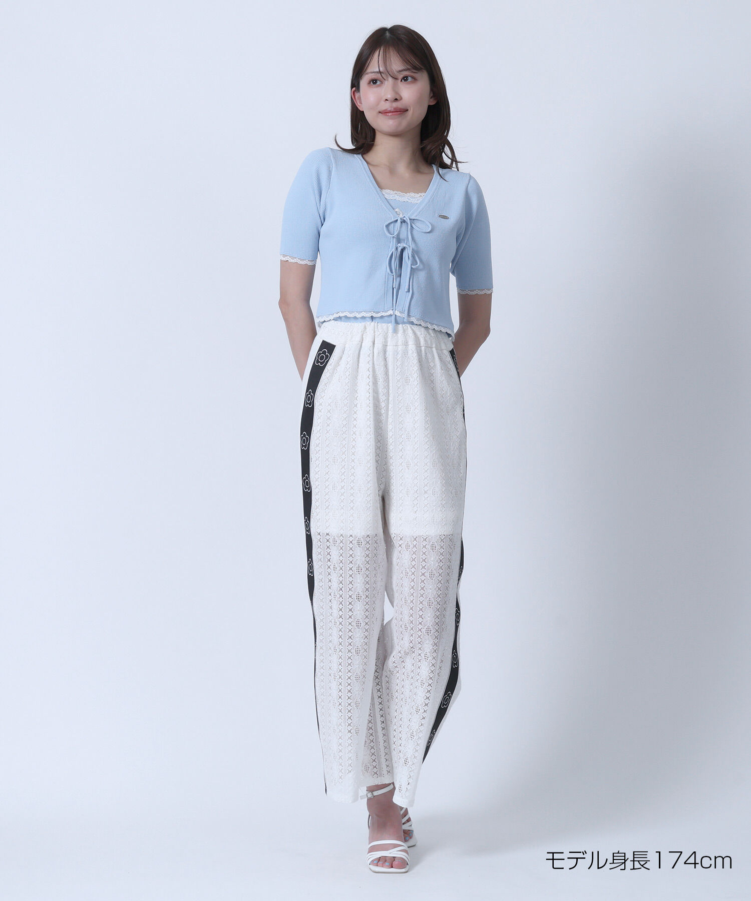MARY QUANT「フロントリボンニット アンサンブル」|カーディガン|