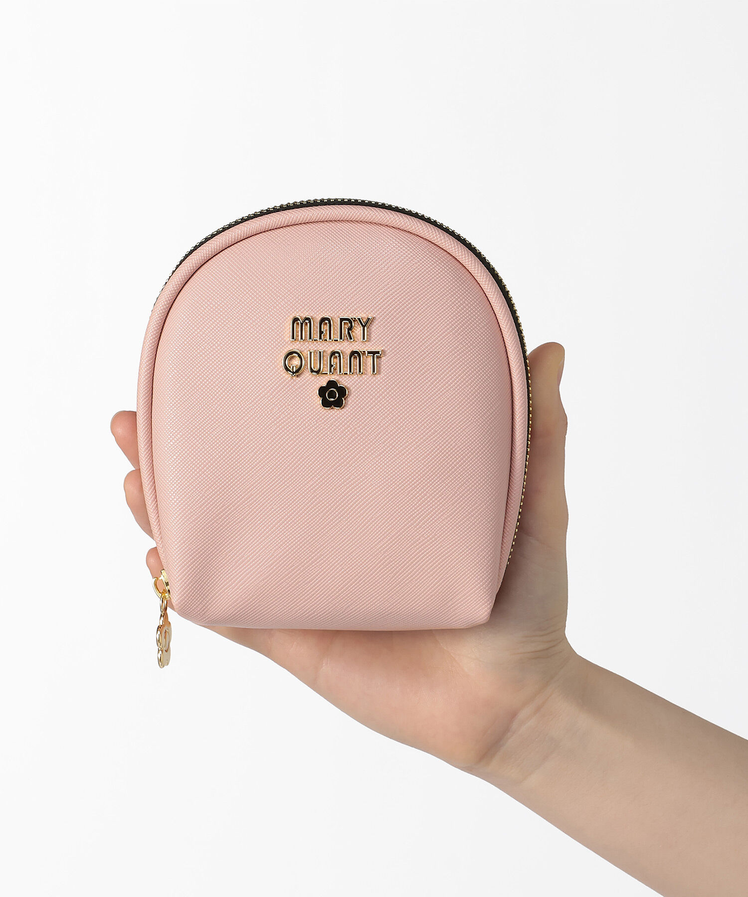 MARY QUANT「レトロロゴエポ ラウンドリップポーチ」|ポーチ|ピンク