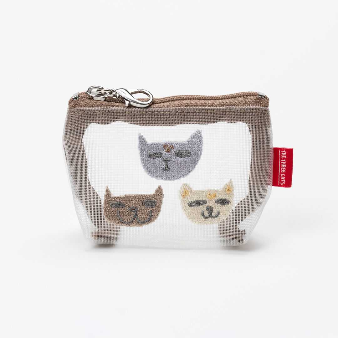  「THE THREE CATS メッシュミニ台形ポーチ」|ポーチ|BRN