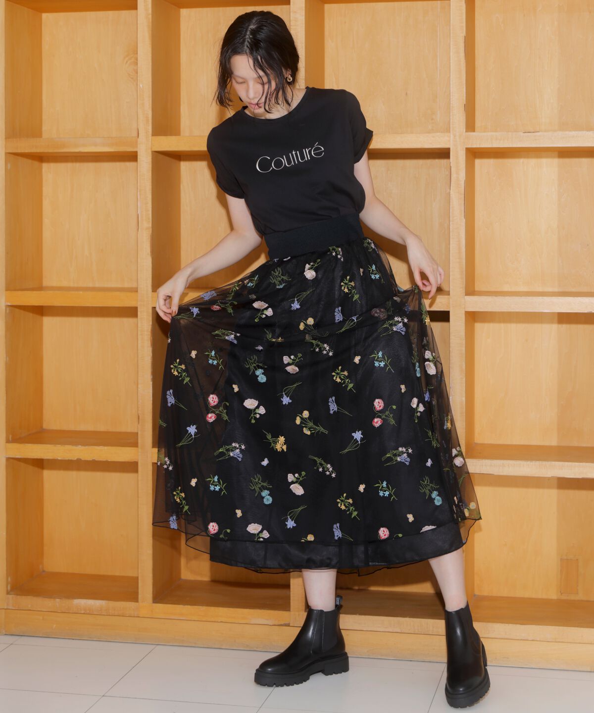 アンドクチュール「COUTURE 刺繍Tシャツ」|Tシャツ・カットソー|