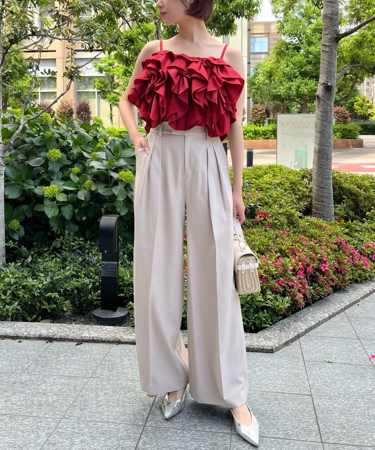 アンドクチュール「タックワイドパンツ」|その他|ベージュ