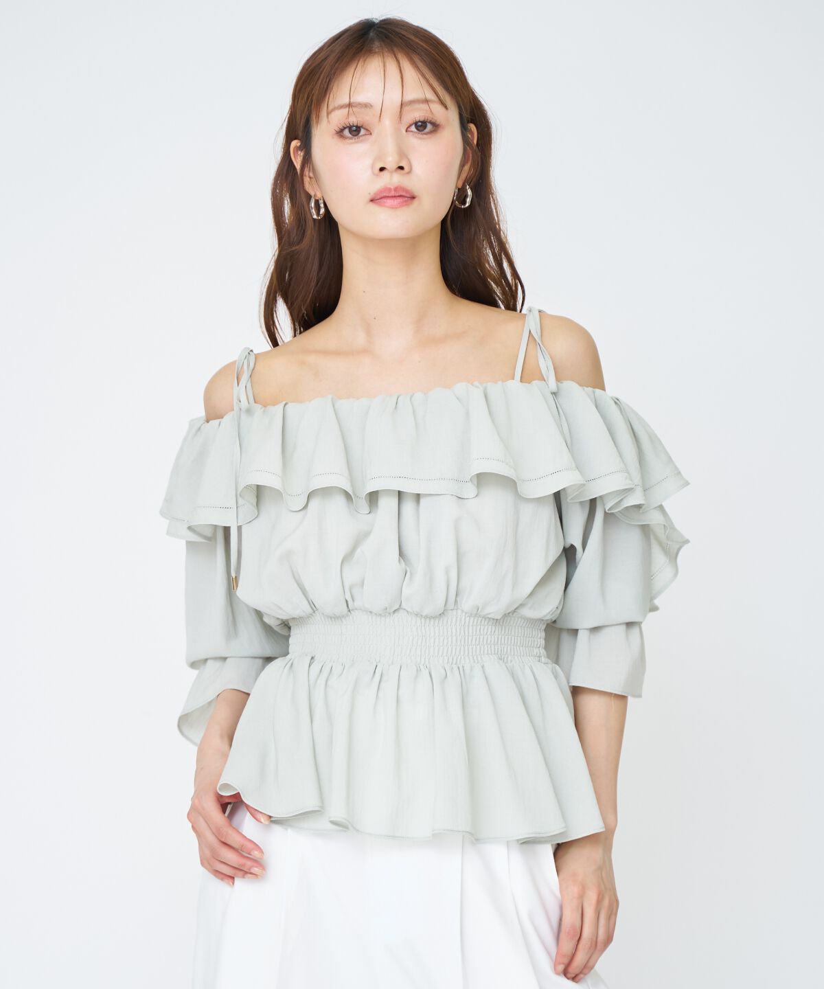 アンドクチュール「オフショルフリルブラウス」|シャツ・ブラウス|ミント